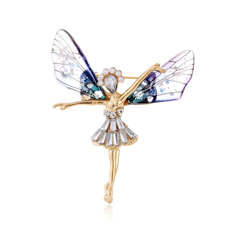 Sweet Pin Dragonfly Arylic Zinc Alloy Plating Inlay Rhinestones Unisex Brooches