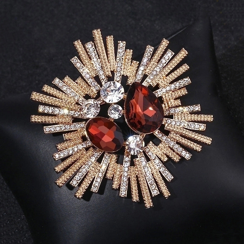 Luxurious Pin Flower Alloy Plating Artificial Diamond Women’S Brooches