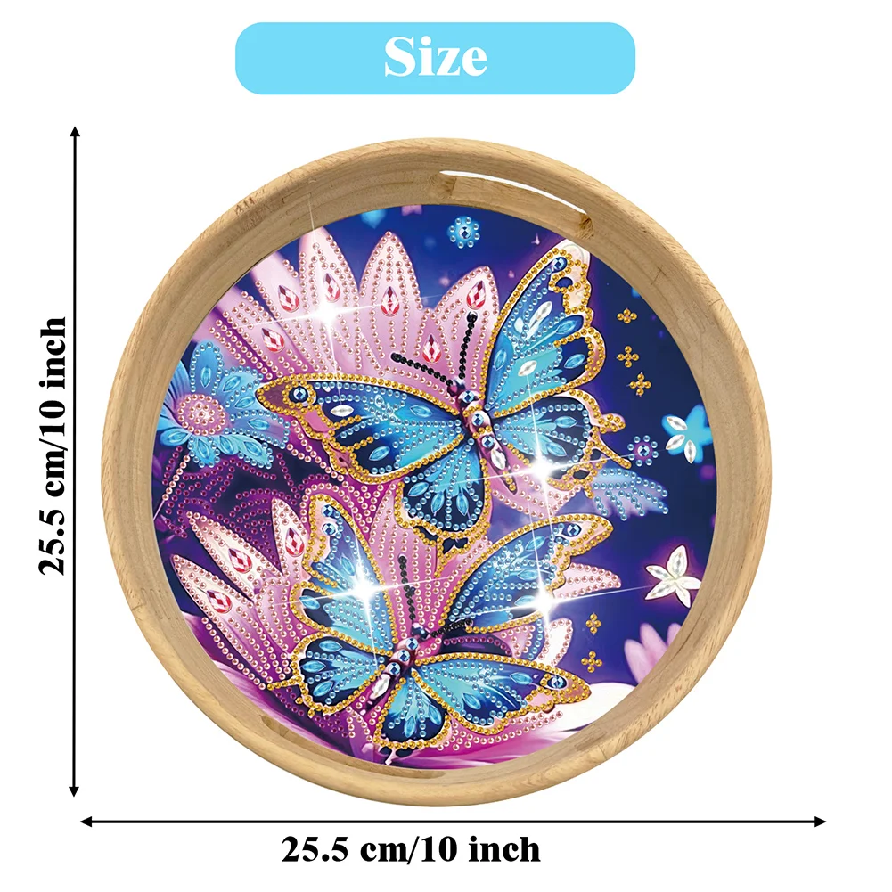 DIY Wooden Butterfly 5D DIY Diamond Painting Serving Tray for Home Table Decor