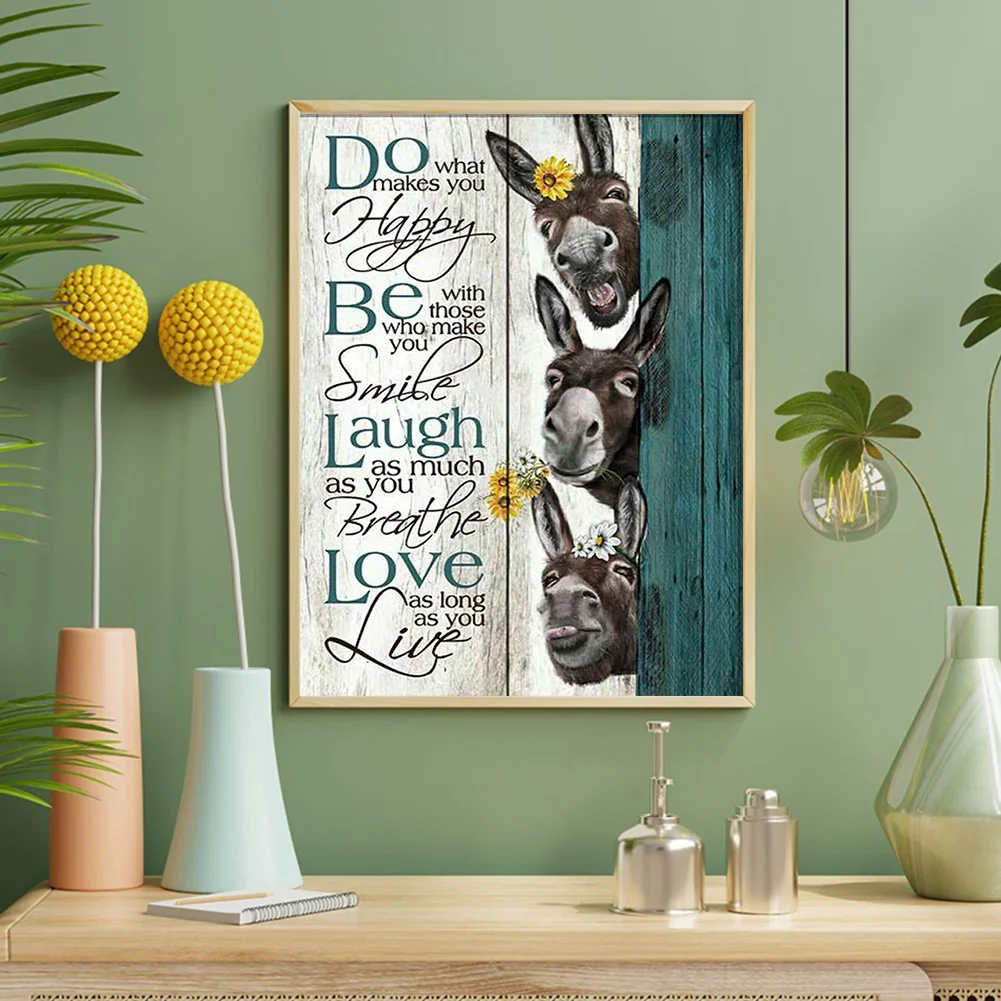Diamond Painting - Full Round Drill - Donkey Phrase(Canvas|40*50cm)