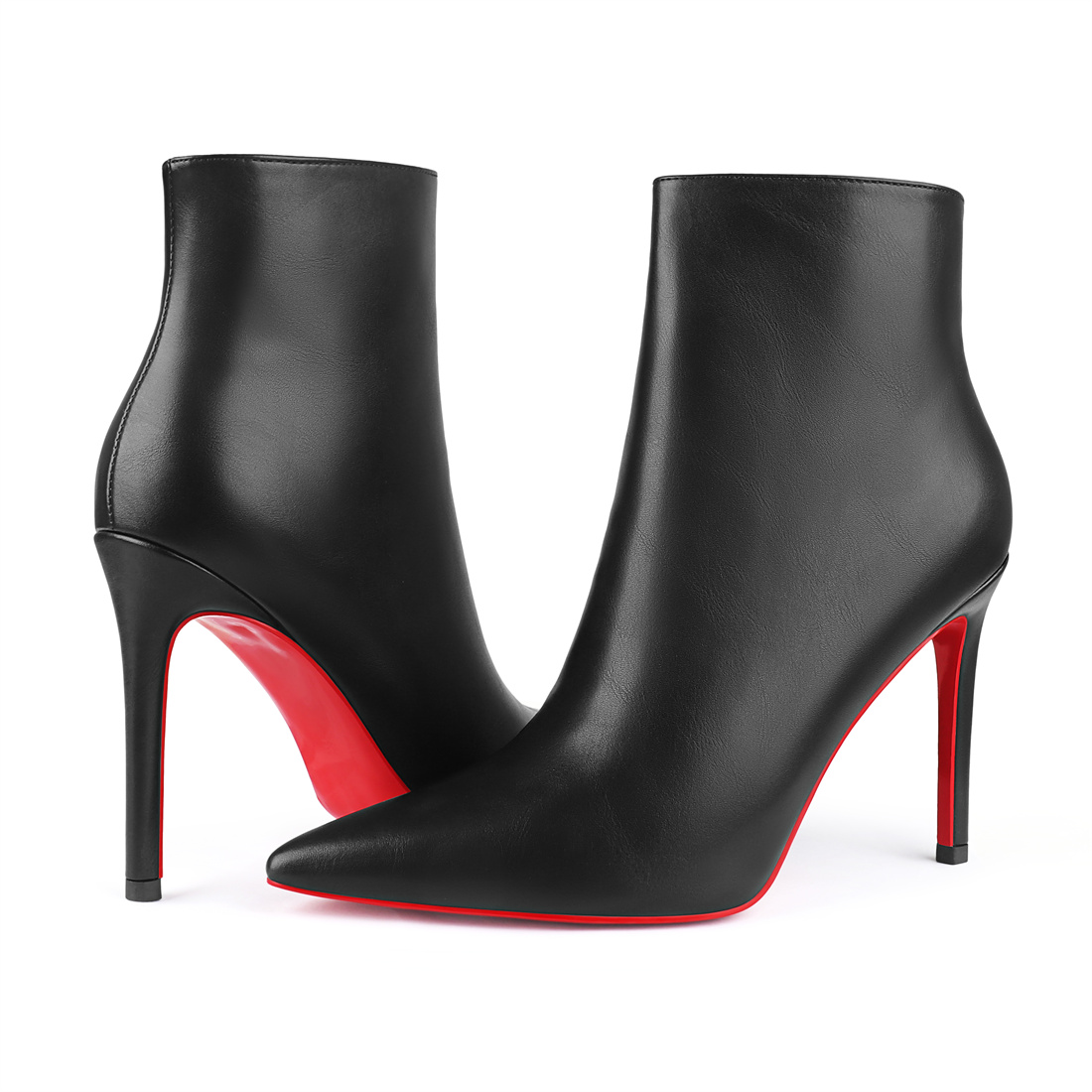 4inch Red Bottom Women's Closed Pointed Toe Stilettos Ankle Boots-MERUMOTE