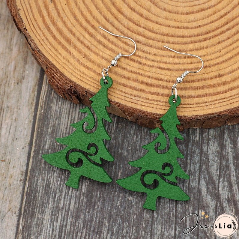Christmas Tree Wooden Earrings