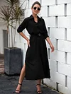 Button Shirt Collar Maxi Dress