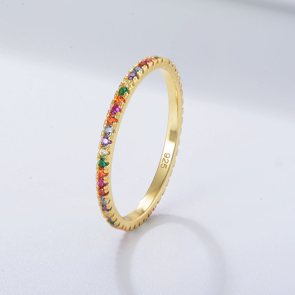 Dazzling Golden-Tone Multi-Color Eternity Band Stackable Ring