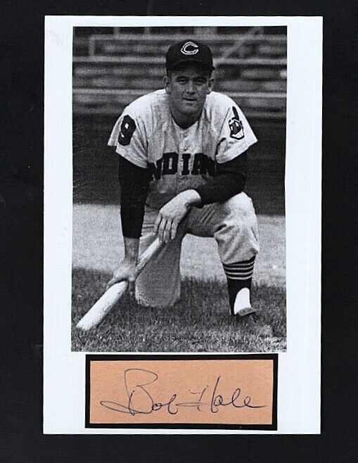 1959 BOB HALE-CLEVELAND INDIANS AUTOGRAPHED CUT W/Photo Poster painting-(d.2012)