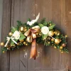 60CM Christmas Decoration Ox Horn Hanging Flower Wreath