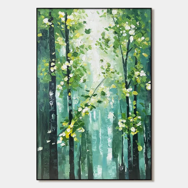 EMERALD GROVE: Forest Trees Nature Oil Painting（Canvas painting）