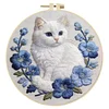 White Cat-DIY Embroidery Kit with Pattern Cotton Threads Needles Hoop 30*30cm