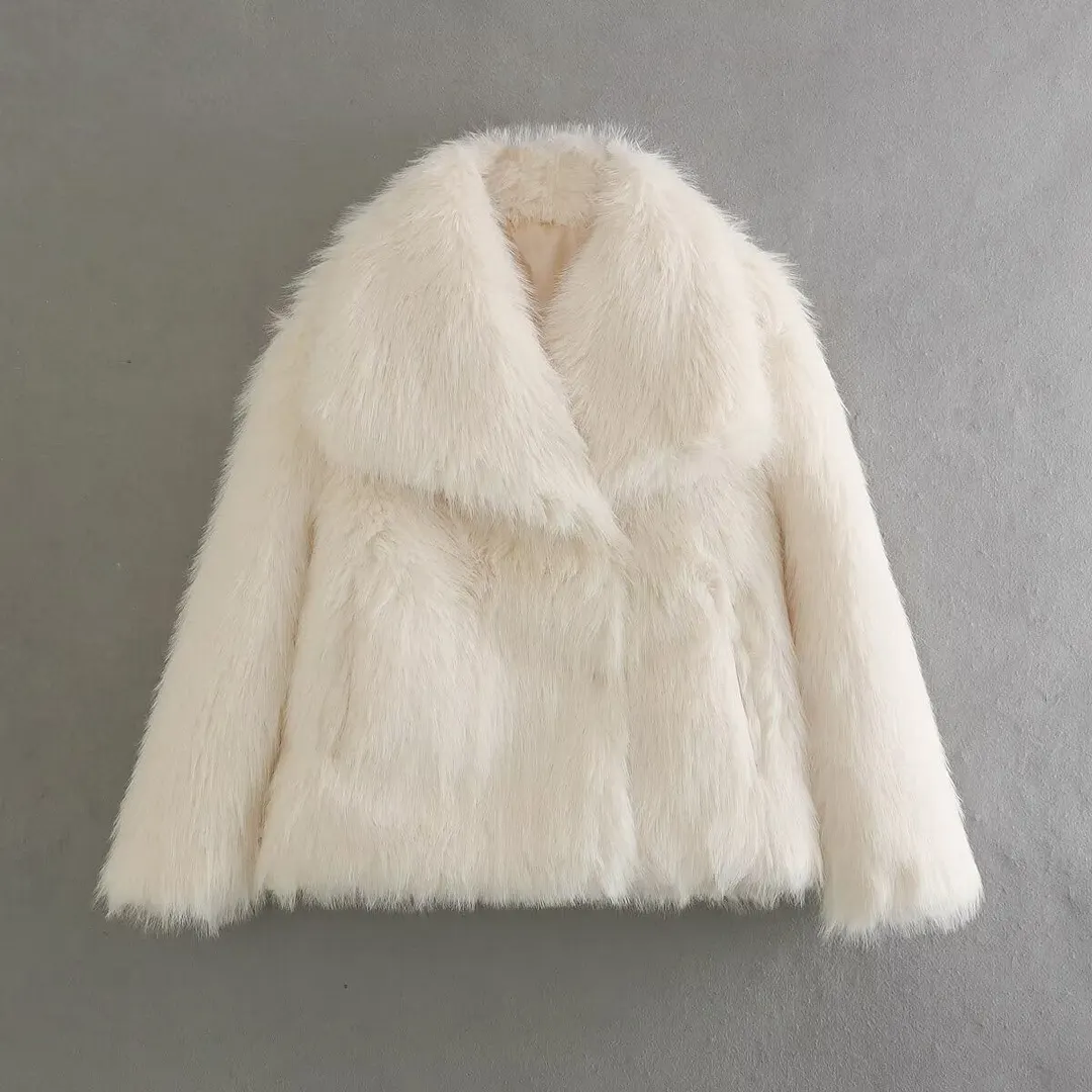 Brownm Artificial Fur Light Fashion Small Slimming Coats