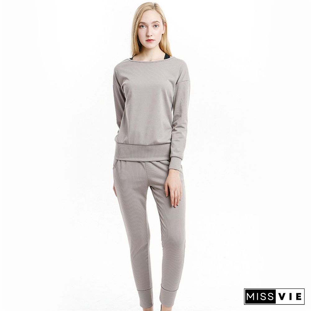 Women's Fashion Casual Two-piece Round Neck Pit Sports Suit
