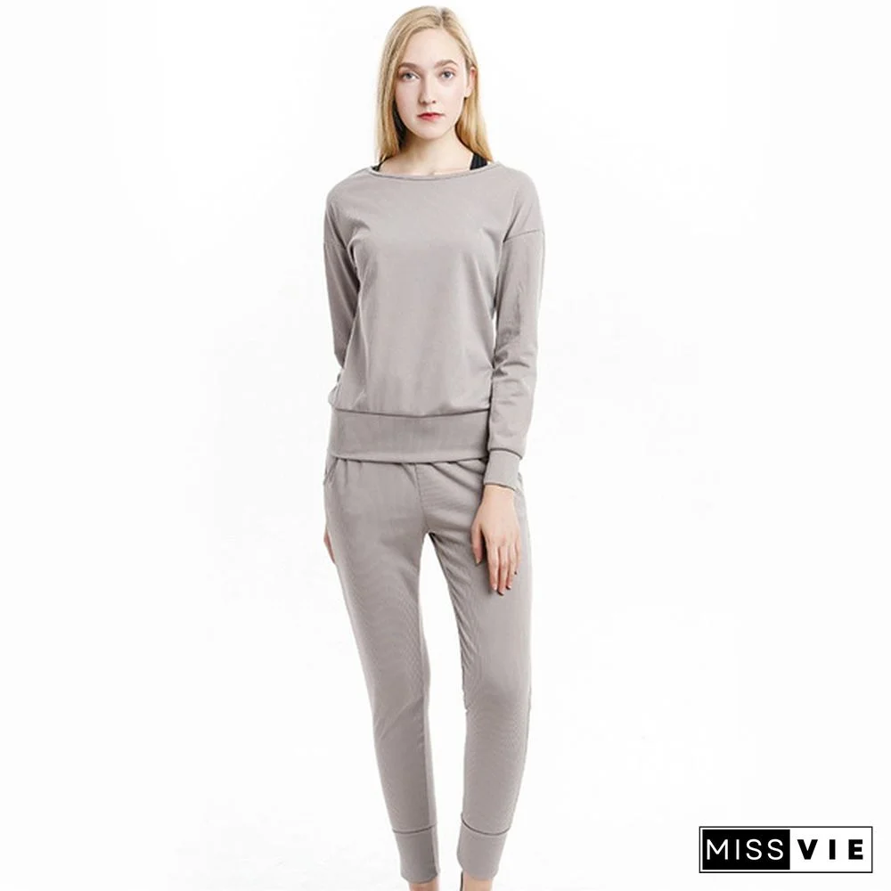 Women's Fashion Casual Two-piece Round Neck Pit Sports Suit