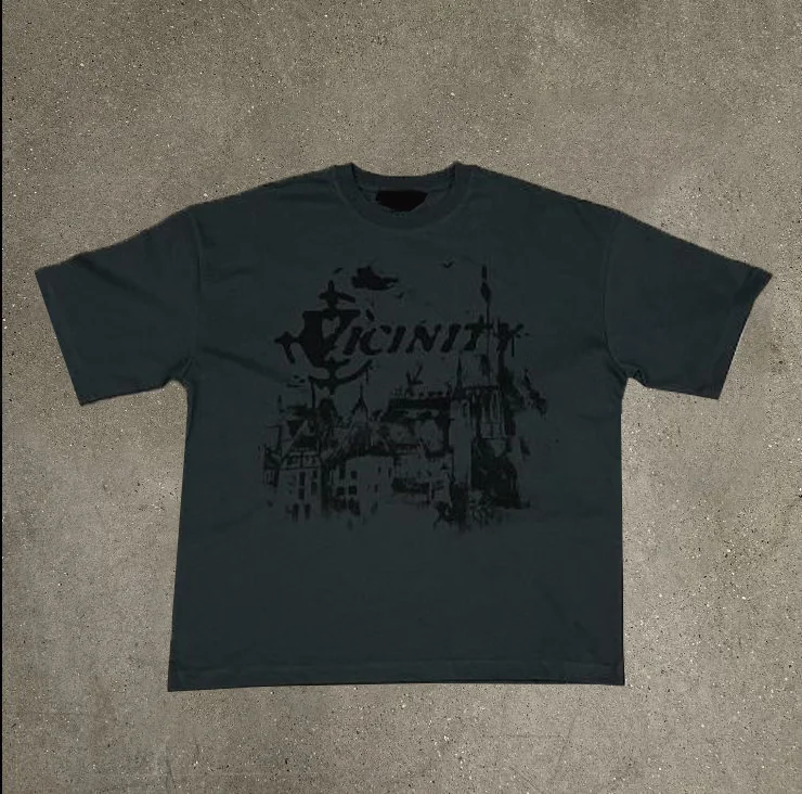 Haunted House Print Short-Sleeved T-Shirt