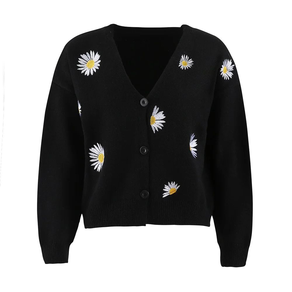 Wongn Wongn Ladies Sweater Single Breasted Qiuju Embroidered Coat Sweater Women's Wear