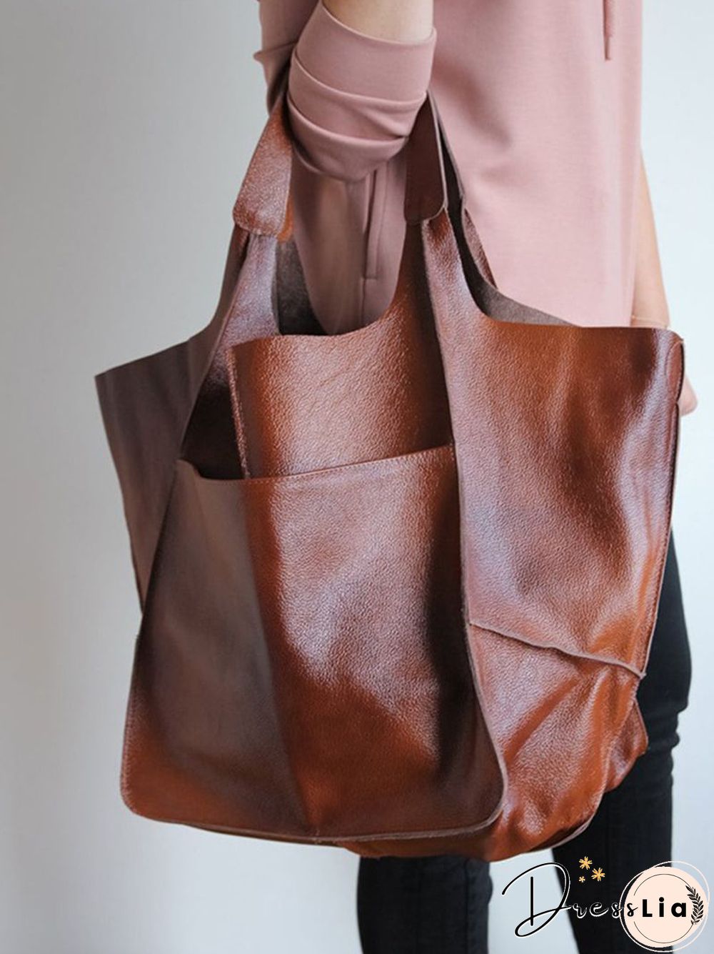 Brown Leather Womens Tote Bags School Handbags