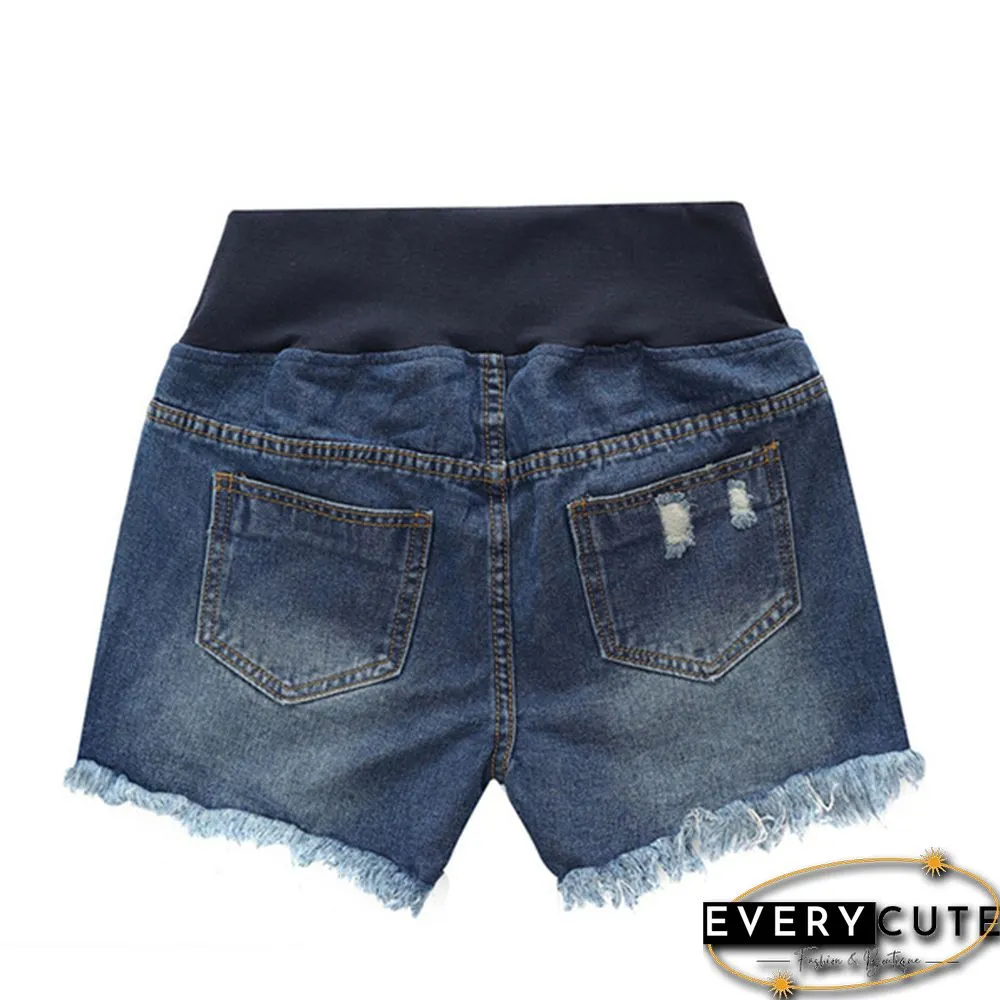 Pregnant Women's Ripped Hole Loose Denim Maternity Shorts Summer Casual Belly Clothes