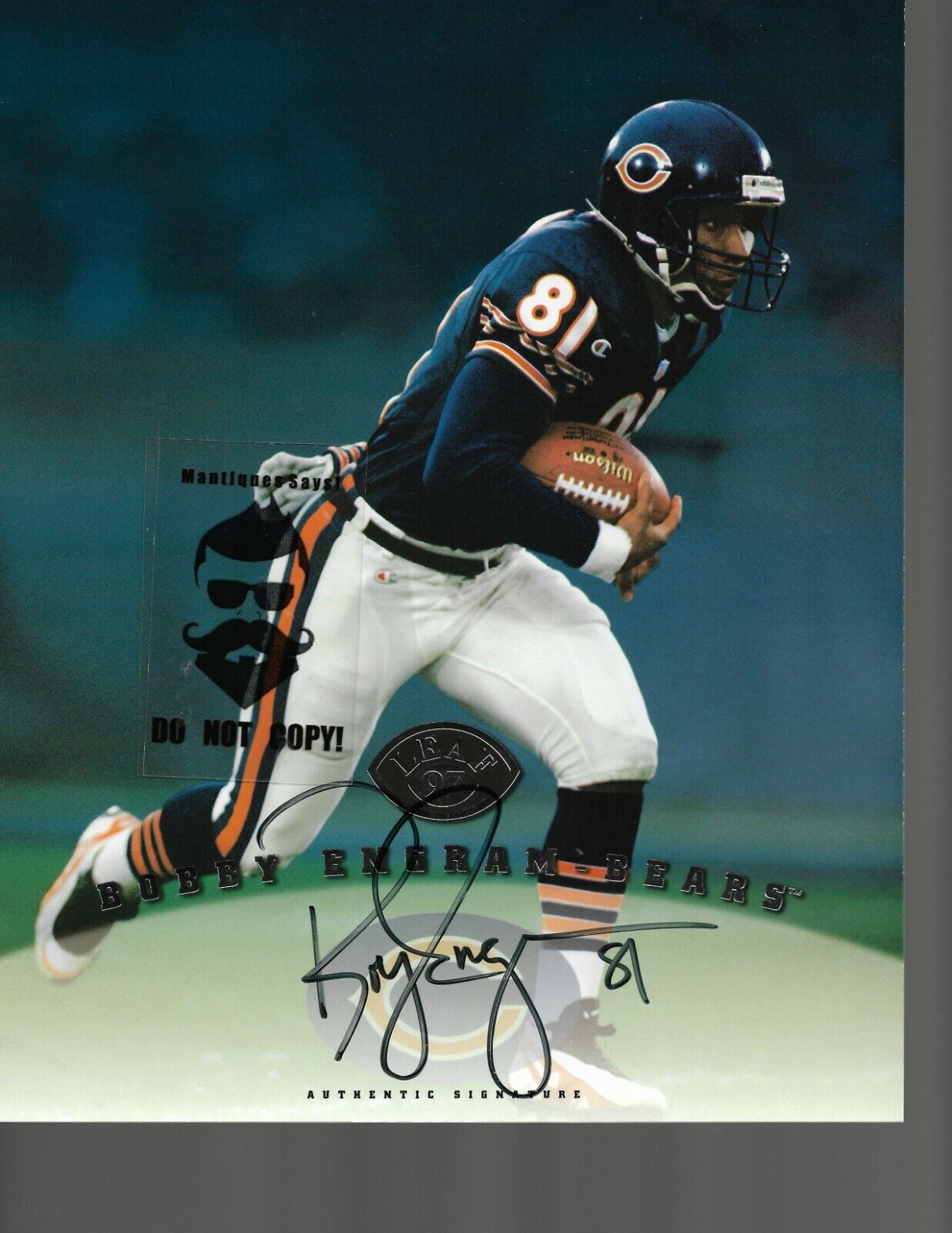 Signed Bobby Engram Chicago Bears 8x10 Photo Poster painting Trading Card LEAF Stamp Authentic!