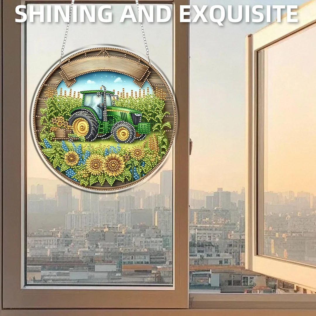 Manor Car 2D Flat DIY Acrylic Diamond Art Pendant Craft Kit for Home Wall Decor