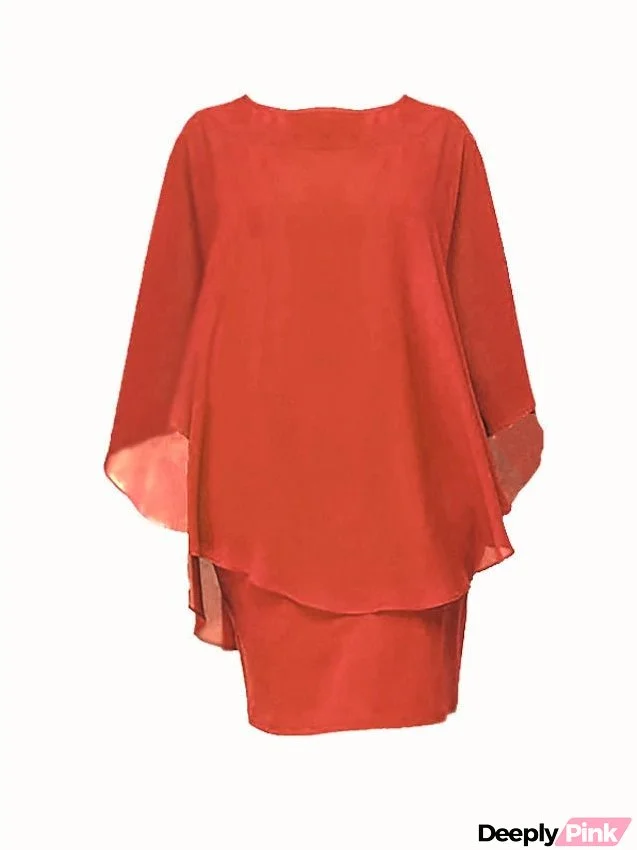 Work Dress Shift Dress Midi Dress Black Blue Purple 3/4 Length Sleeve Pure Color Layered Summer Spring Crew Neck Basic Office Fall Dress Summer Dress Slim S M L XL XXL 3XL 4XL 5XL for Women