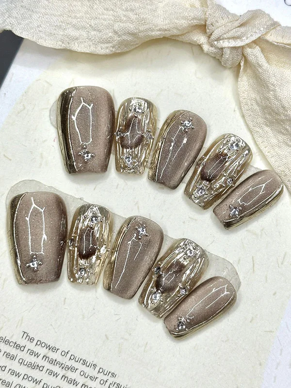 Detachable Embossed Press-On Nails