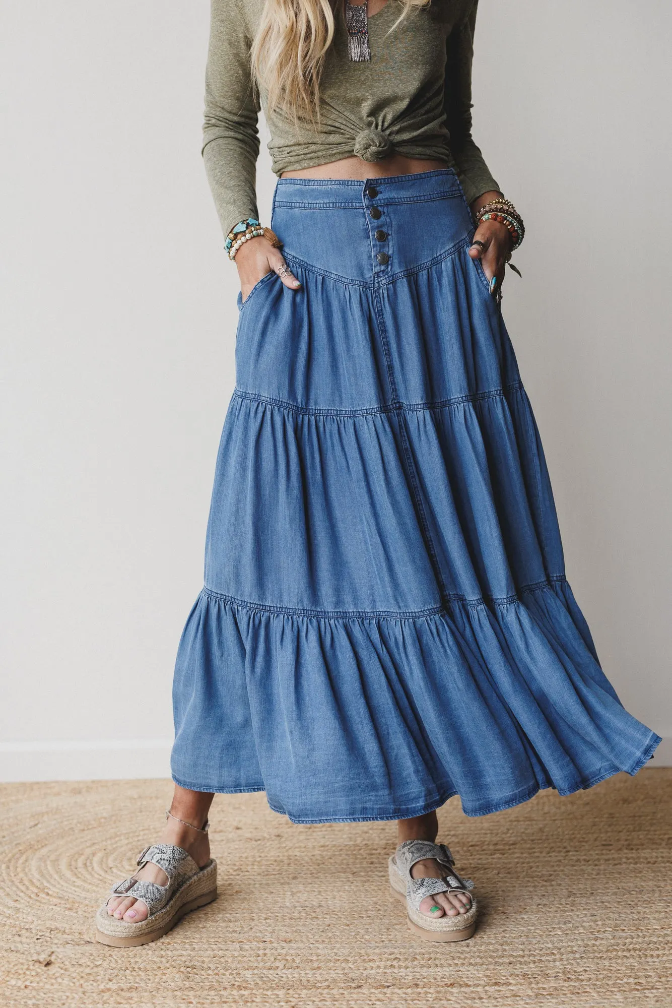 Meadow Blues Maxi Skirt - Denim