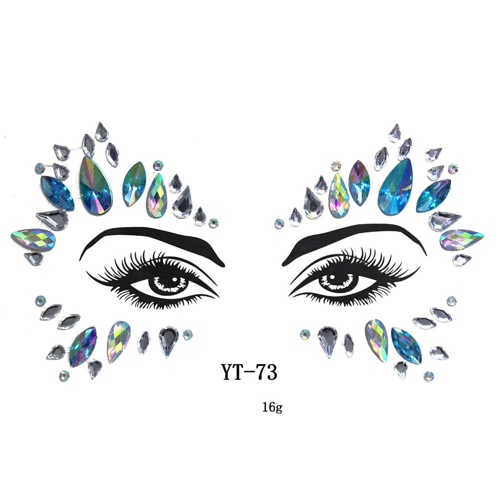 Facial Rhinestone Natural Resin Face Sticker Rhinestone Tattoo Makeup Party Christmas Party Face Decoration Makeup Stickers
