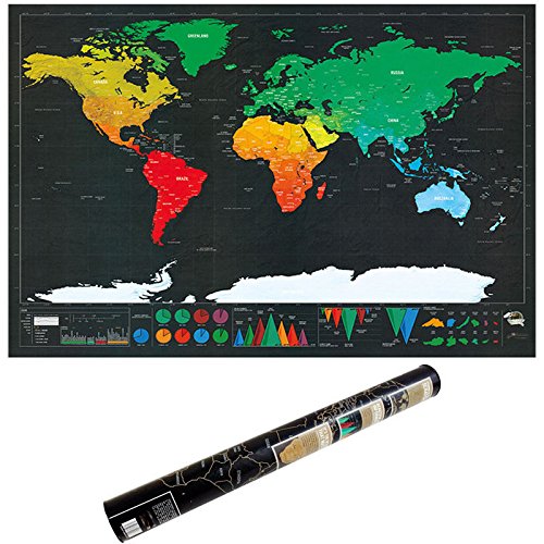 Personalized Deluxe Scratch Off Map Poster of the World for Travelers