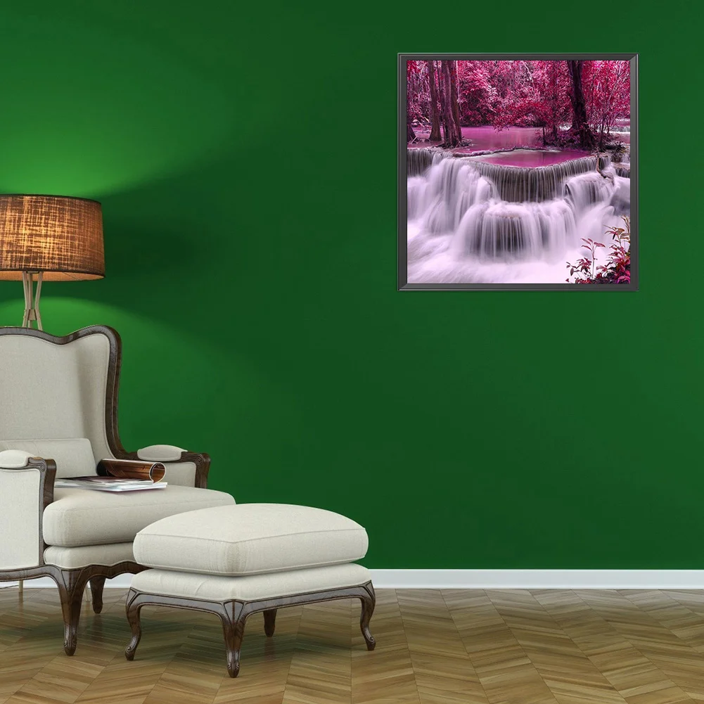 Full Round Diamond Painting 40*40cm - Forest Waterfall