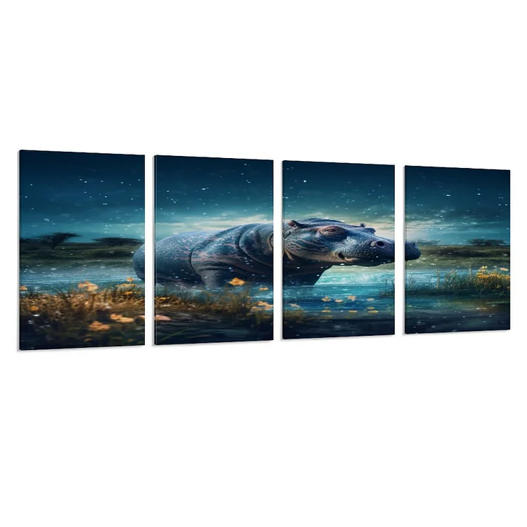 4 Panel Hanging Posters Vertical ANIMAL Hippopotamus   customized, personalized, gift