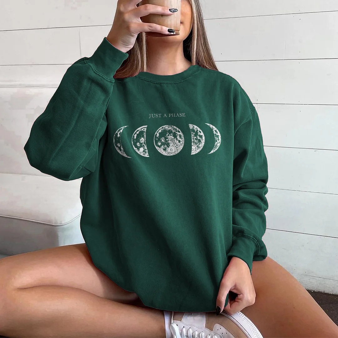    Moon Print Women's Cozy Loose Sweatshirt - Neojana