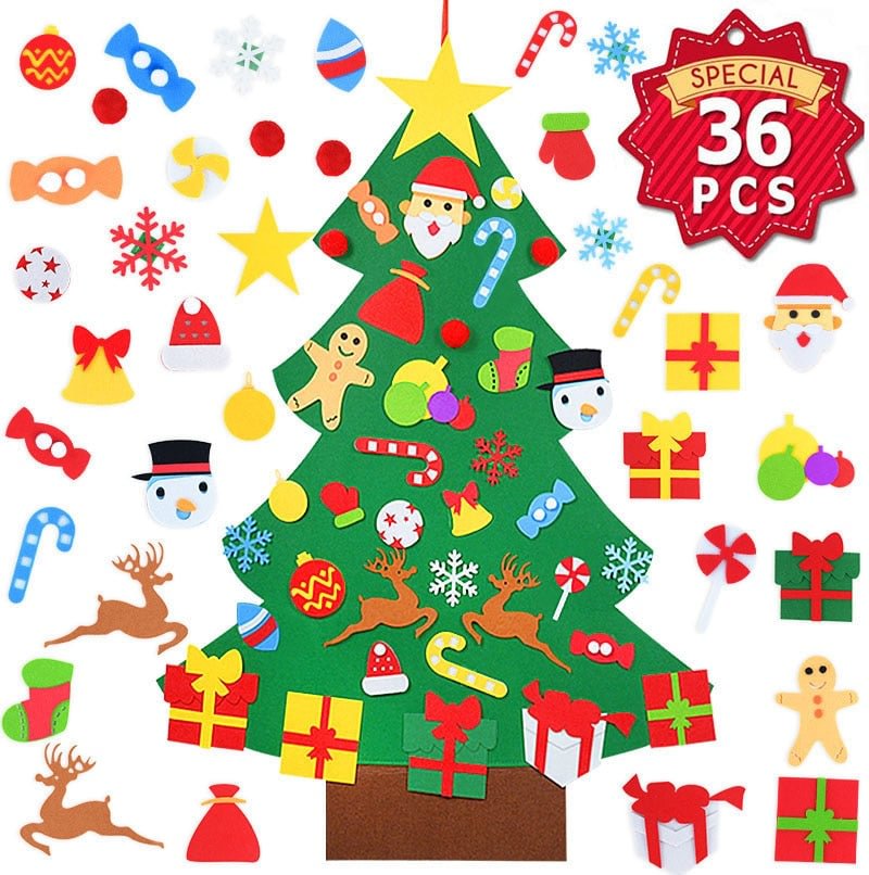 DIY Felt Christmas Tree New Year Kids Gift Toys Door Wall Hanging Ornaments Merry Christmas Decorations For Home Navidad 2021
