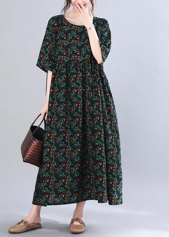 VCSHOES Print Batwing Sleeve Oversize Summer Cotton Dress