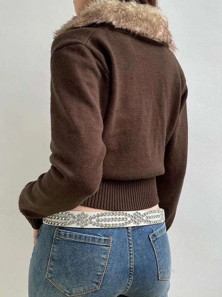 Brownm Design Zip-Up Cardigan