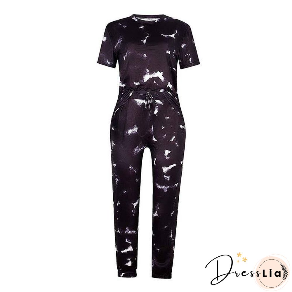 Tie Dye Set Lounge Wear 2 Piece Tie Dye Set Tracksuit Lounge Set Pants and Top Matching Two Piece Sets for Women XXL