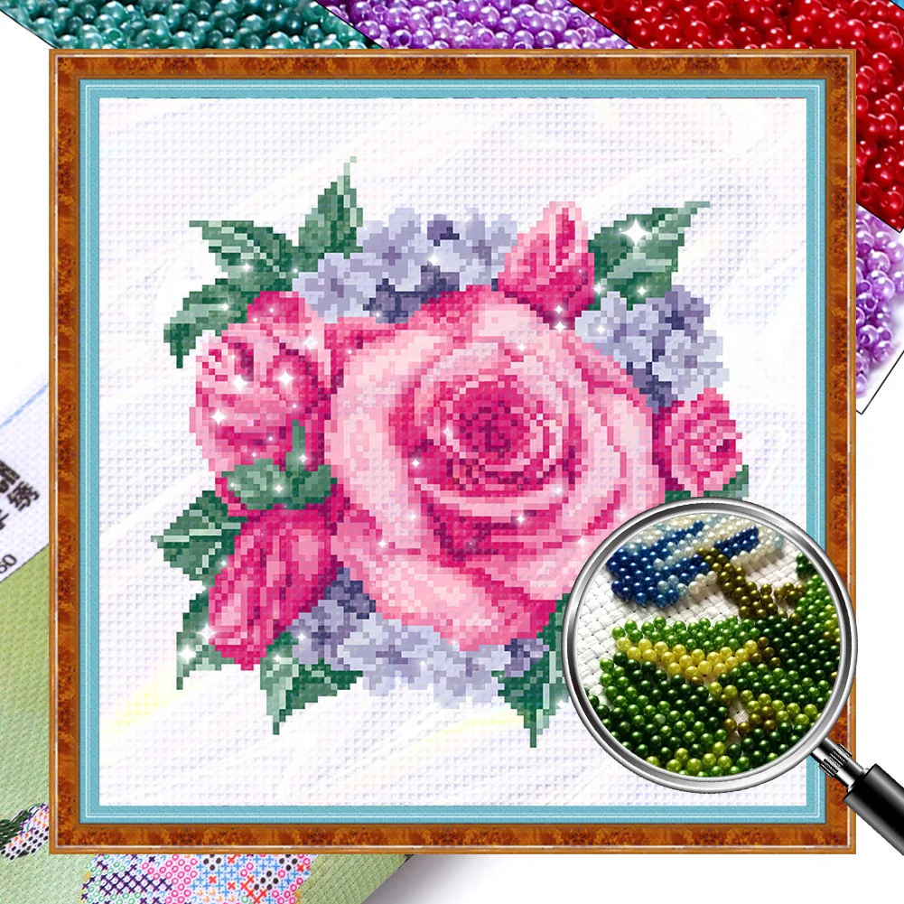 [Bead Embroidery] - 9CT Partial Stamped Cross Stitch - Flower (31*31CM)