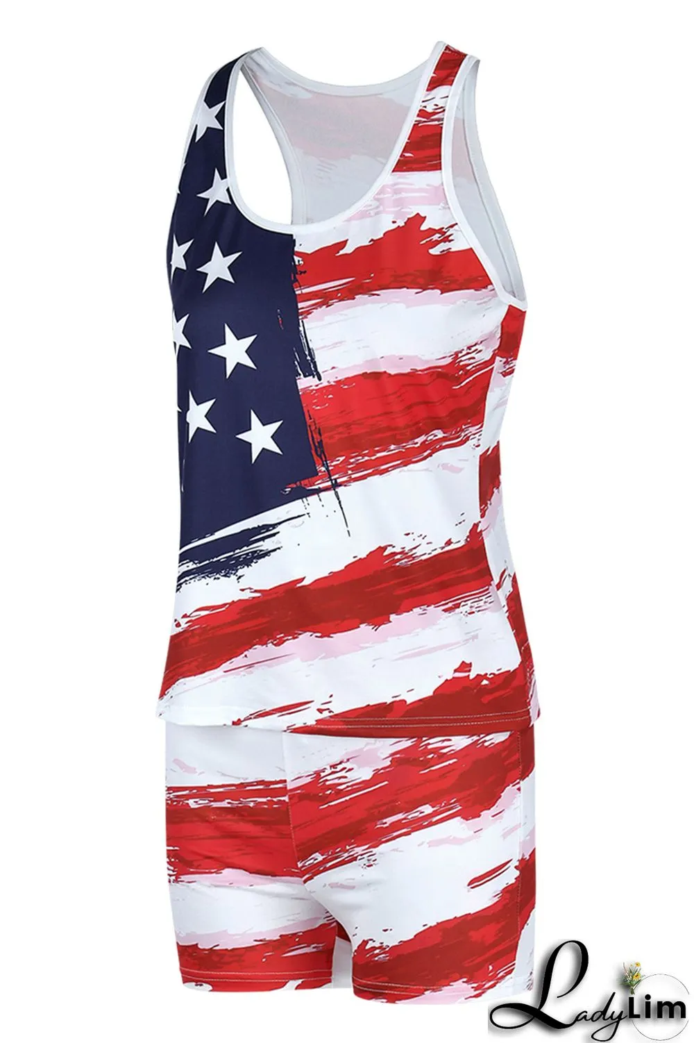 Black Pink Fashion Casual Print Basic U Neck Sleeveless Two Pieces