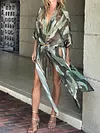 Sexy Printed Sun Protection V-Neck Half Sleeves Chiffon Cardigans