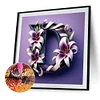Diamond Painting-5D Full Round Drill  Lily Letter D(40x40cm)