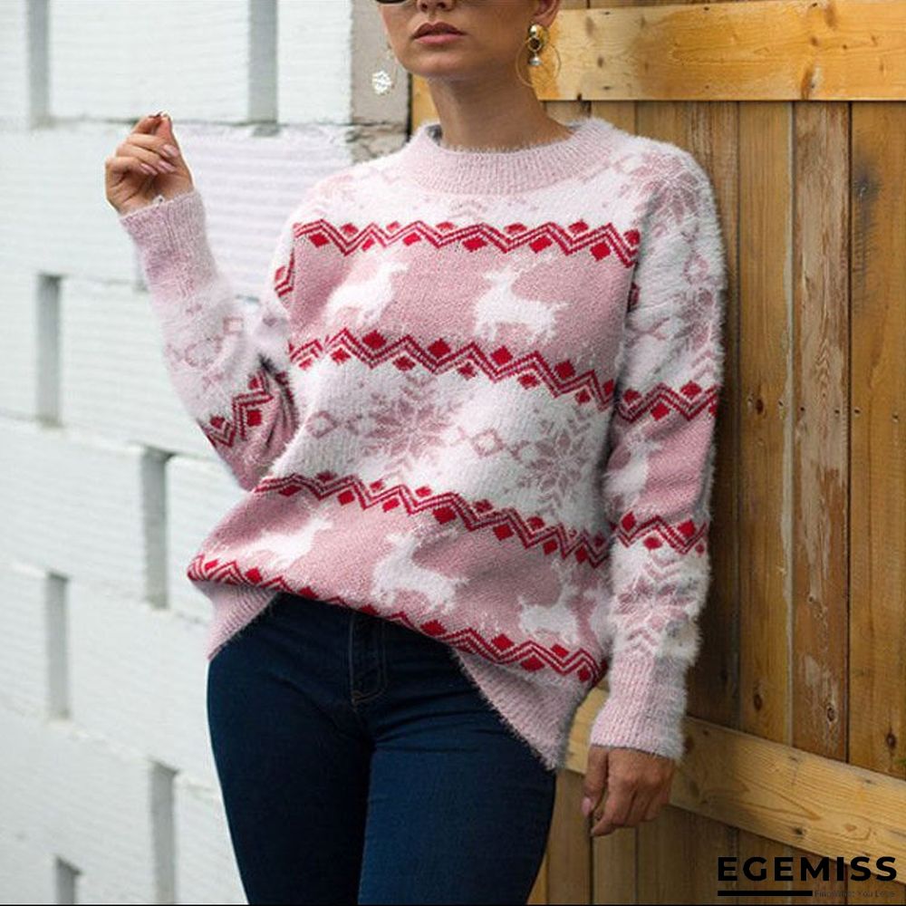 Christmas Elk Snowflake Bottoming Shirt Autumn and Winter Sweater Top Female Tide Long Sleeves | EGEMISS
