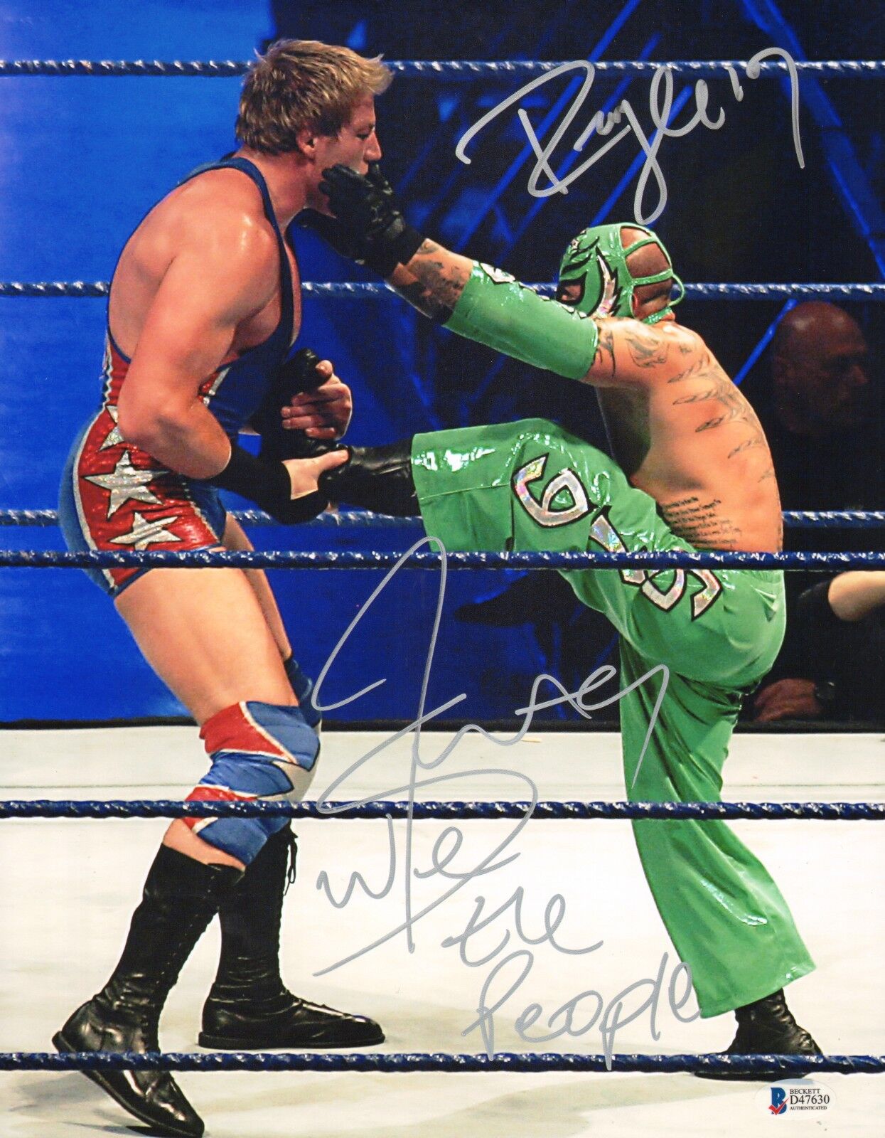 Jack Swagger & Rey Mysterio Signed 11x14 Photo Poster painting BAS Beckett COA WWE Picture Auto