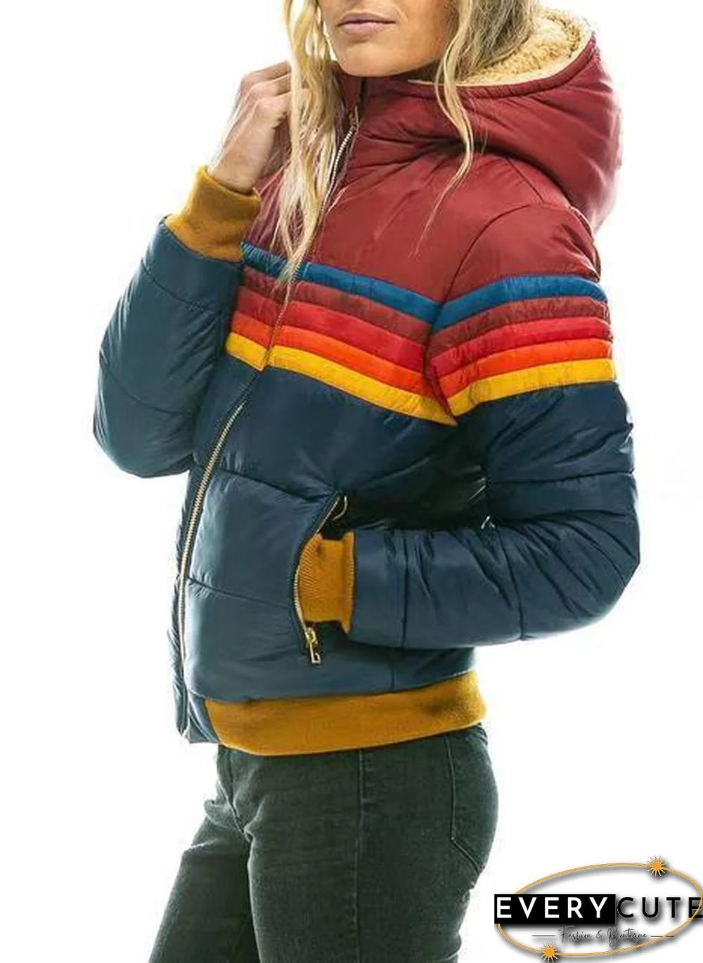 Women Multi-Color Block Coat