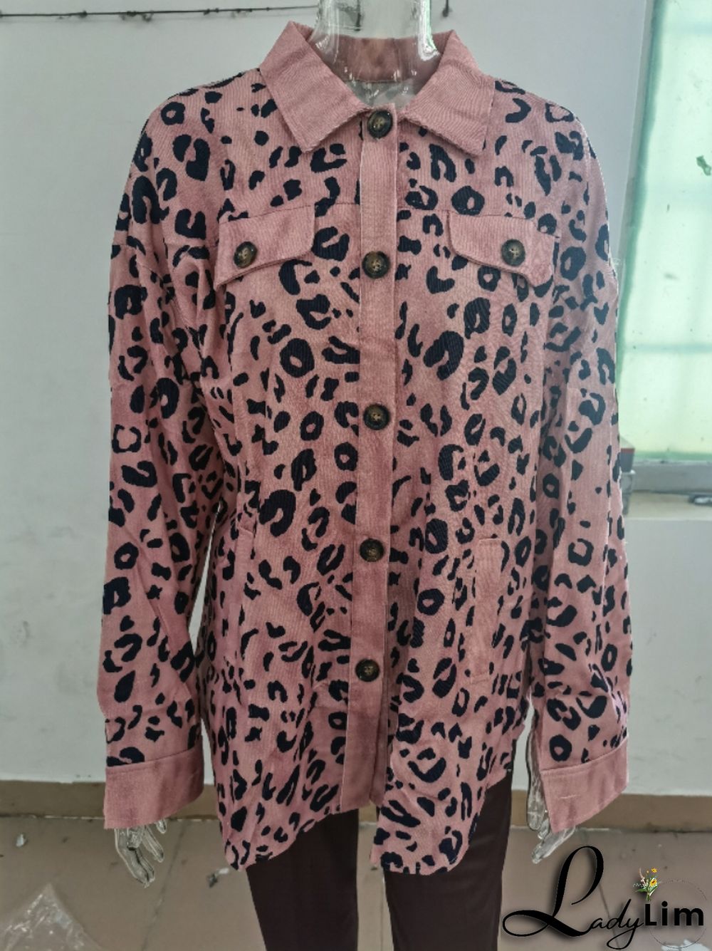 Women Fashion Casual Leopard Print Jacket