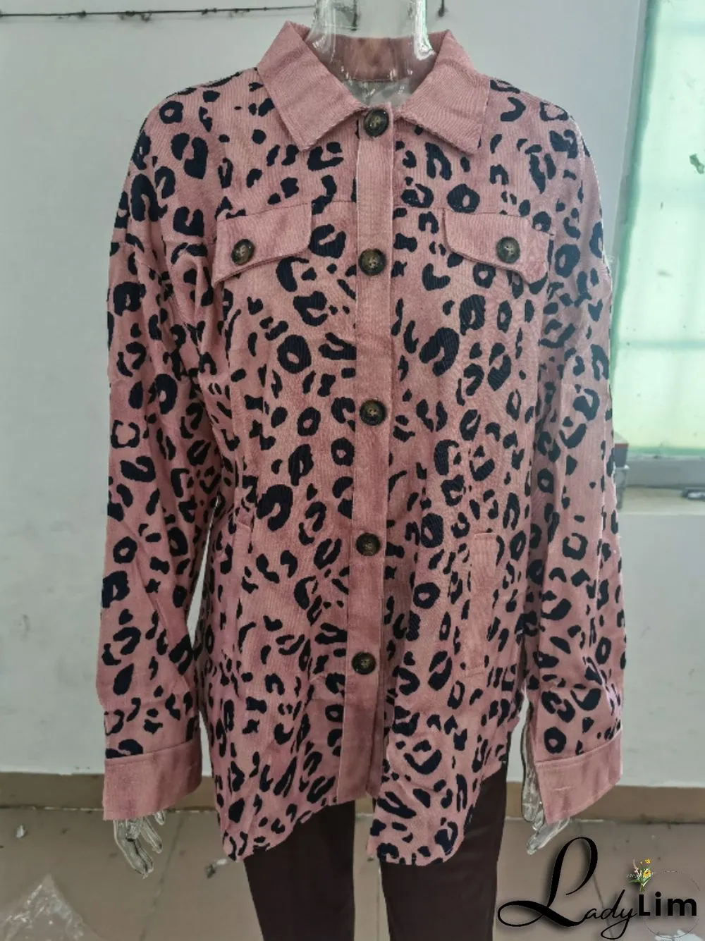 Women Fashion Casual Leopard Print Jacket