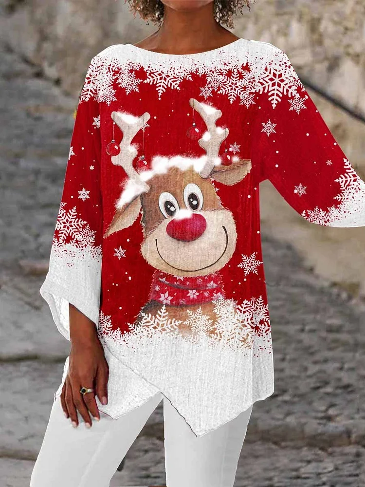 Women's Christmas Reindeer Casual Top-mysite