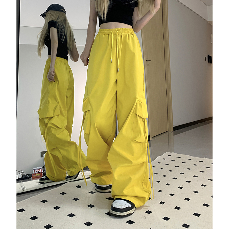 OLCooL Streetwear Women Cargo Pants American Retro All Match Loose Straight Trousers Harajuku Hip Hop Casual Wide Leg Pants New olcool