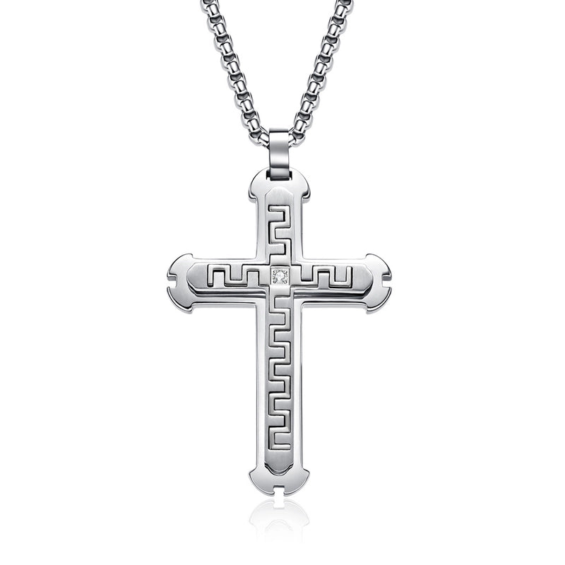 Basic Modern Style Classic Style Cross Titanium Steel Plating Men's Pendant Necklace