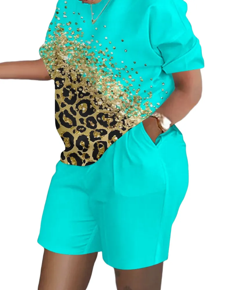 Uveng Uveng Women's Explosive Print Short Sleeve Two-Set Commuter Set