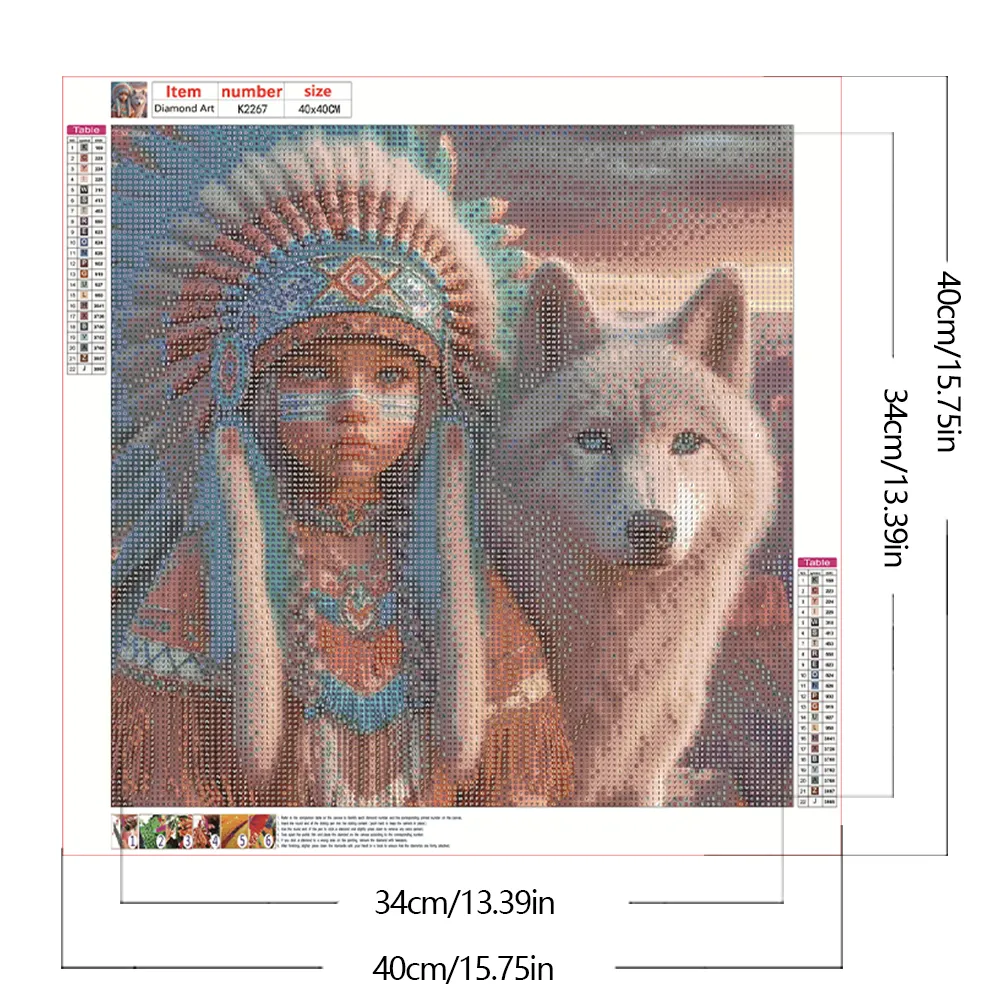 Diamond Painting - Full Round Drill - Indians Wolf(Canvas|40*40cm)