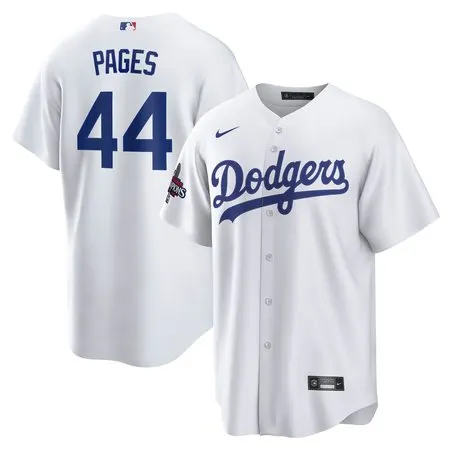 Men's Los Angeles Dodgers #44 Andy Pages White 2024 World Series Champions Home Replica Player Jersey