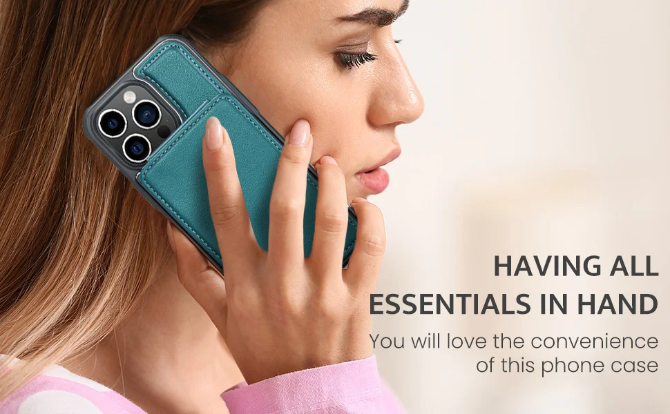 Double magnetic buckle flip up and down card case is suitable for iPhone series card back case