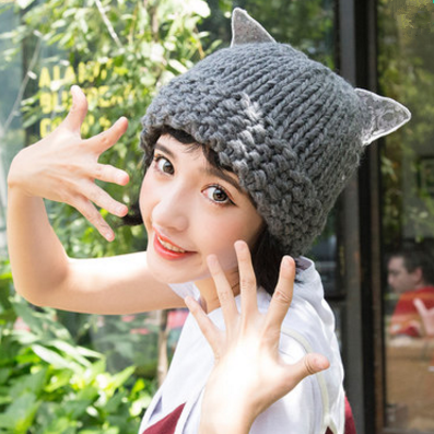 6 Colors Kawaii Lace Kitty Warming Knitted Hat SP1710824